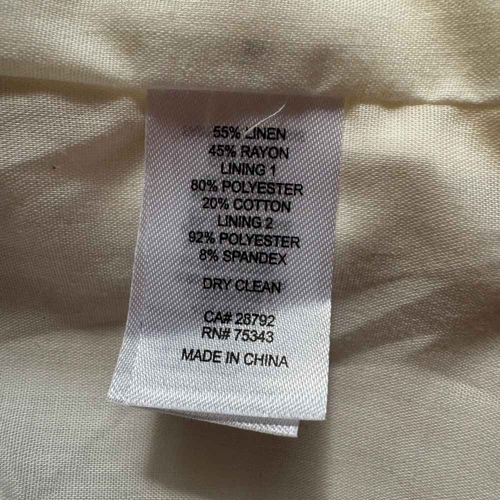 House of Harlow Double Breasted Cream Linen Blend Jacket with Fringed Tie Sz S - Picture 15 of 15